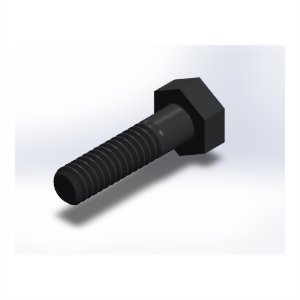پیچ شش‌گوش ASME B18.2.1 گرید A سایز 1/4 × 1 اینچ، رزوه UNC 20 TPI، ساده - ISO view