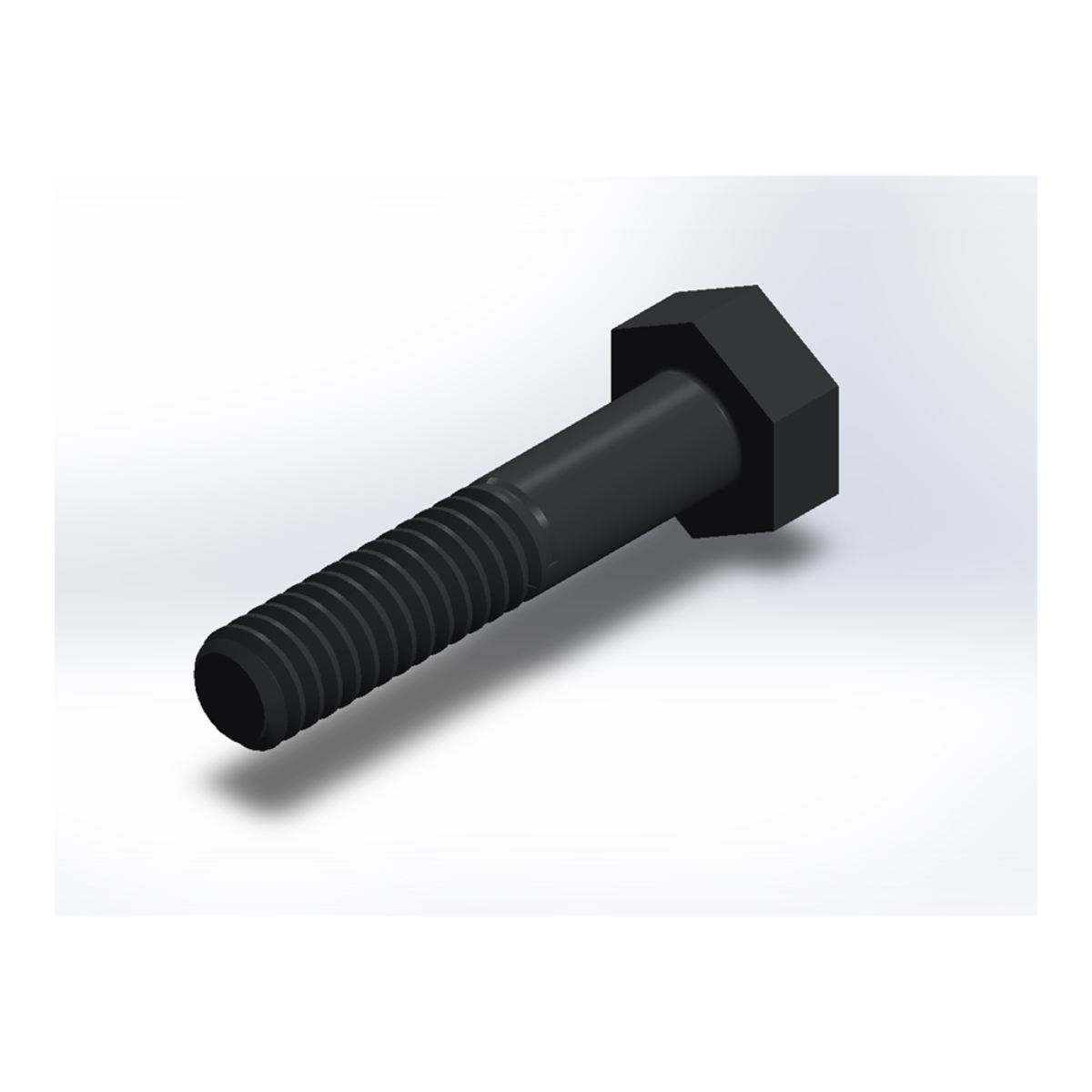 پیچ شش‌گوش ASME B18.2.1 گرید A سایز 1/4 × 1-1/4 اینچ، رزوه UNC 20 TPI، ساده - ISO view