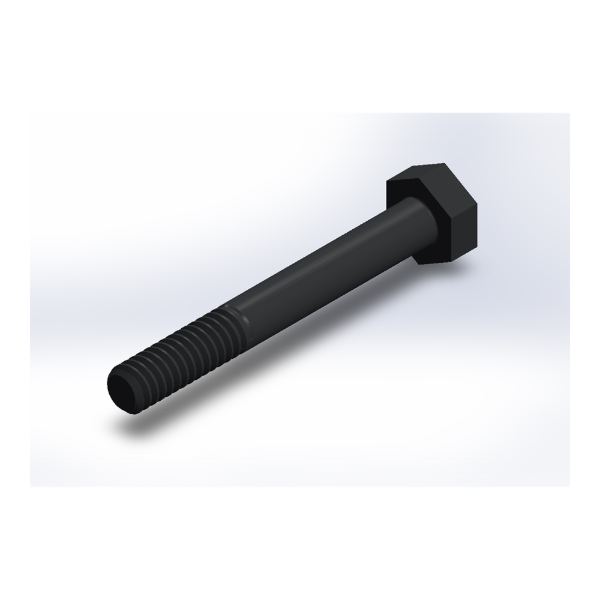 پیچ شش‌گوش ASME B18.2.1 گرید A سایز 1/4 × 2 اینچ، رزوه UNC 20 TPI، ساده - ISO view
