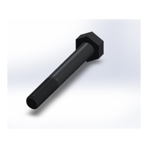 پیچ شش‌گوش ASME B18.2.1 گرید A سایز 1/4 × 2 اینچ، رزوه UNC 20 TPI، ساده - Rear view