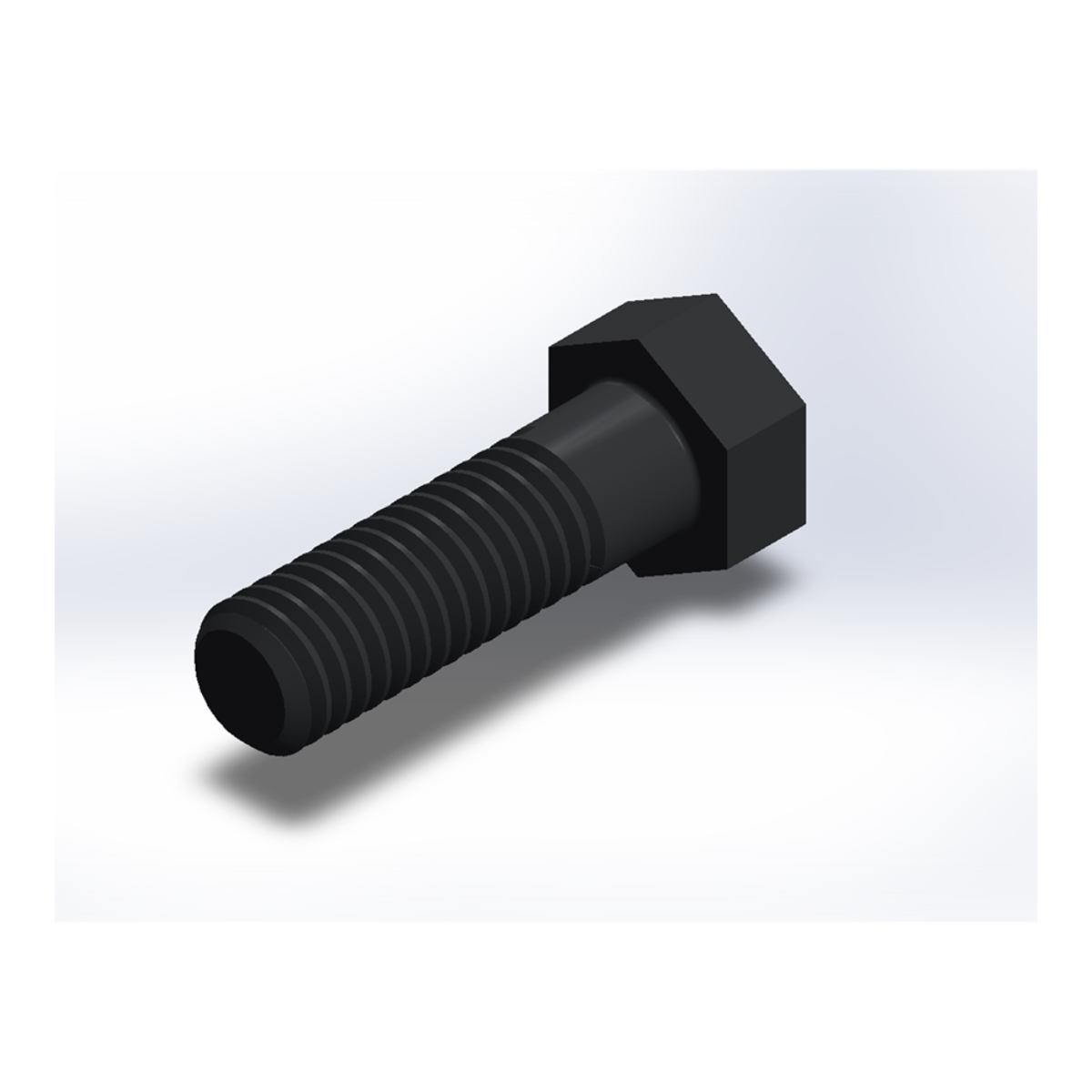 پیچ شش‌گوش ASME B18.2.1 گرید A سایز 3/8 × 1-1/4 اینچ، رزوه UNC 16 TPI، ساده - ISO view