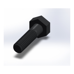 پیچ شش‌گوش ASME B18.2.1 گرید A سایز 1/4 × 1 اینچ، رزوه UNC 20 TPI، آبکاری روی - Rear view