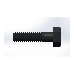پیچ شش‌گوش ASME B18.2.1 گرید A سایز 1/4 × 1 اینچ، رزوه UNC 20 TPI، آبکاری روی - Side view