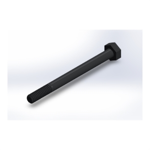 پیچ شش‌گوش ASME B18.2.1 گرید A سایز 1/4 × 3 اینچ، رزوه UNC 20 TPI، آبکاری روی - ISO view