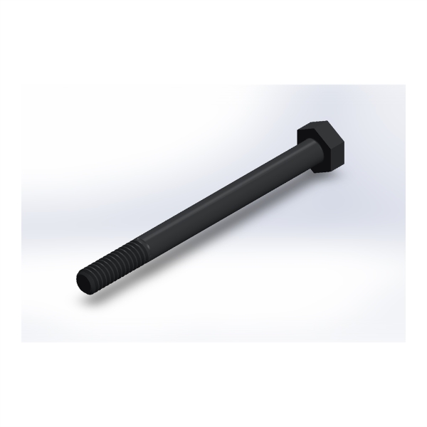پیچ شش‌گوش ASME B18.2.1 گرید A سایز 1/4 × 3 اینچ، رزوه UNC 20 TPI، آبکاری روی - ISO view