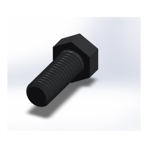 پیچ شش‌گوش ASME B18.2.1 گرید A سایز 3/8 × 1 اینچ، رزوه UNC 16 TPI، آبکاری روی - Rear view