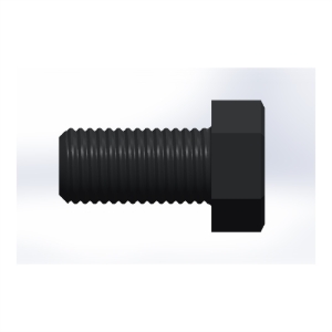 پیچ شش‌گوش ASME B18.2.1 گرید A سایز 1 × 2 اینچ، رزوه UNC 8 TPI، آبکاری روی - Side view