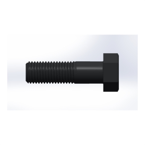 پیچ شش‌گوش ASME B18.2.1 گرید A سایز 1 × 3-1/2 اینچ، رزوه UNC 8 TPI، آبکاری روی - Side view